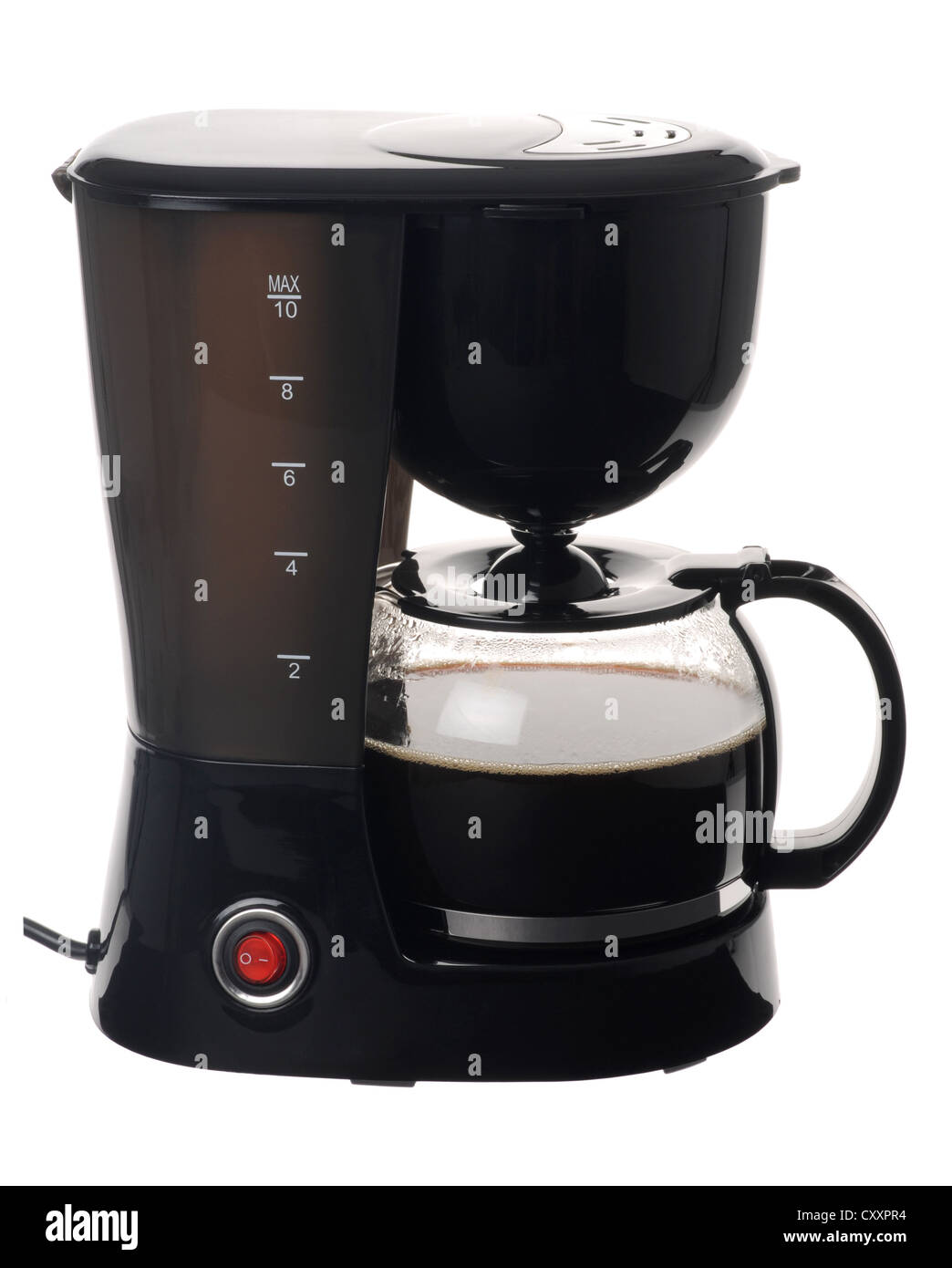 Topf Kaffeemaschine, "Kaffeemaschine" auf "weißen Hintergrund" Stockfoto