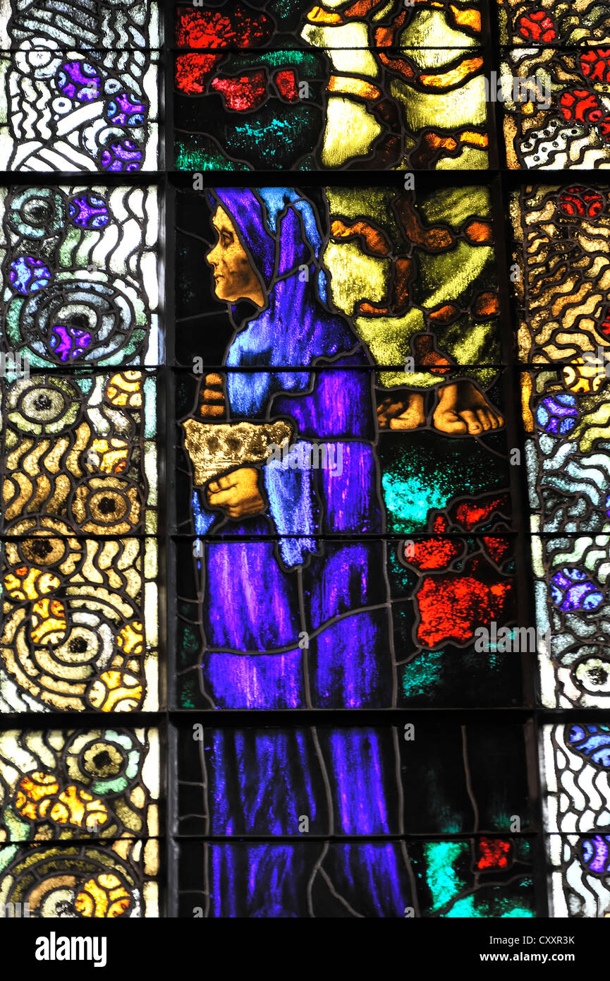 Glasfenster von Augusto Giacometti, detaillierte anzeigen, Kirche der Martinskirche, Chur, Schweiz, Europa Stockfoto