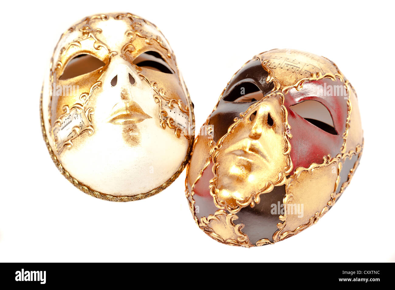 zwei venezianischen Masken Volto Stockfoto