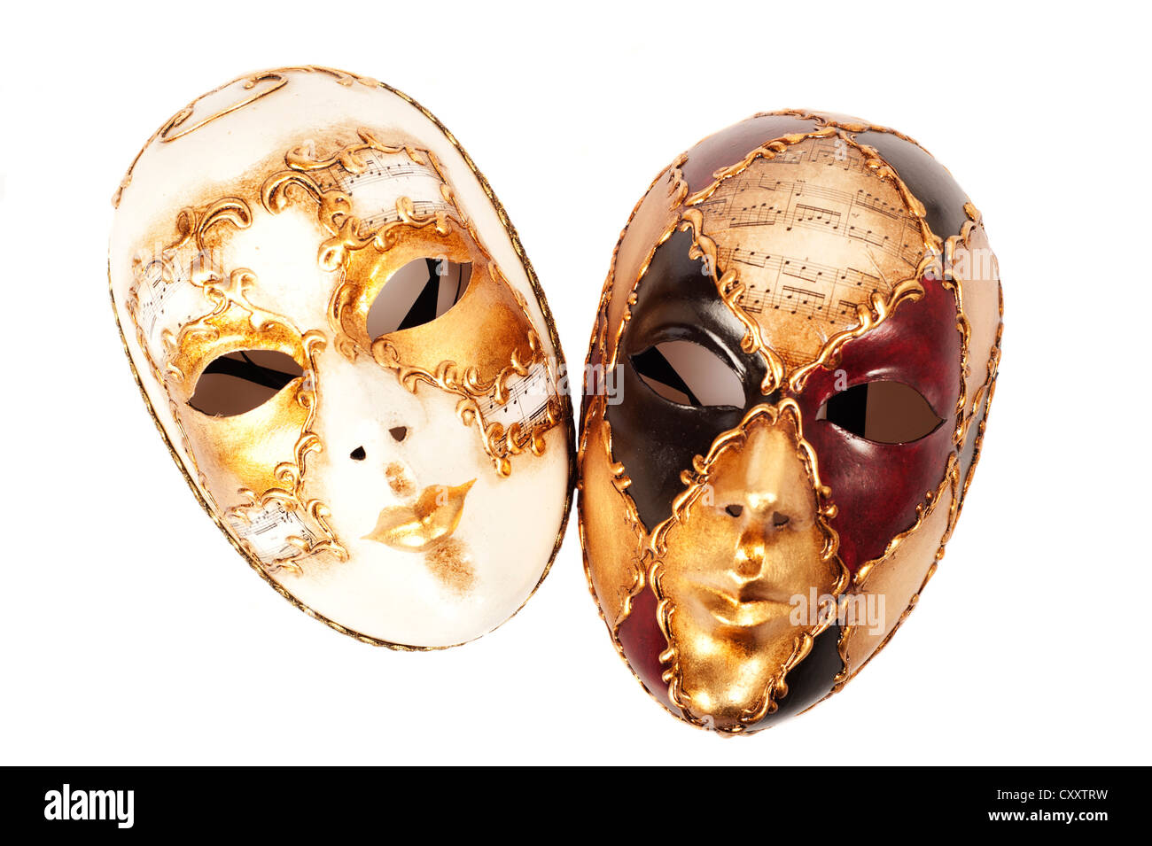 zwei venezianischen Masken Volto Stockfoto