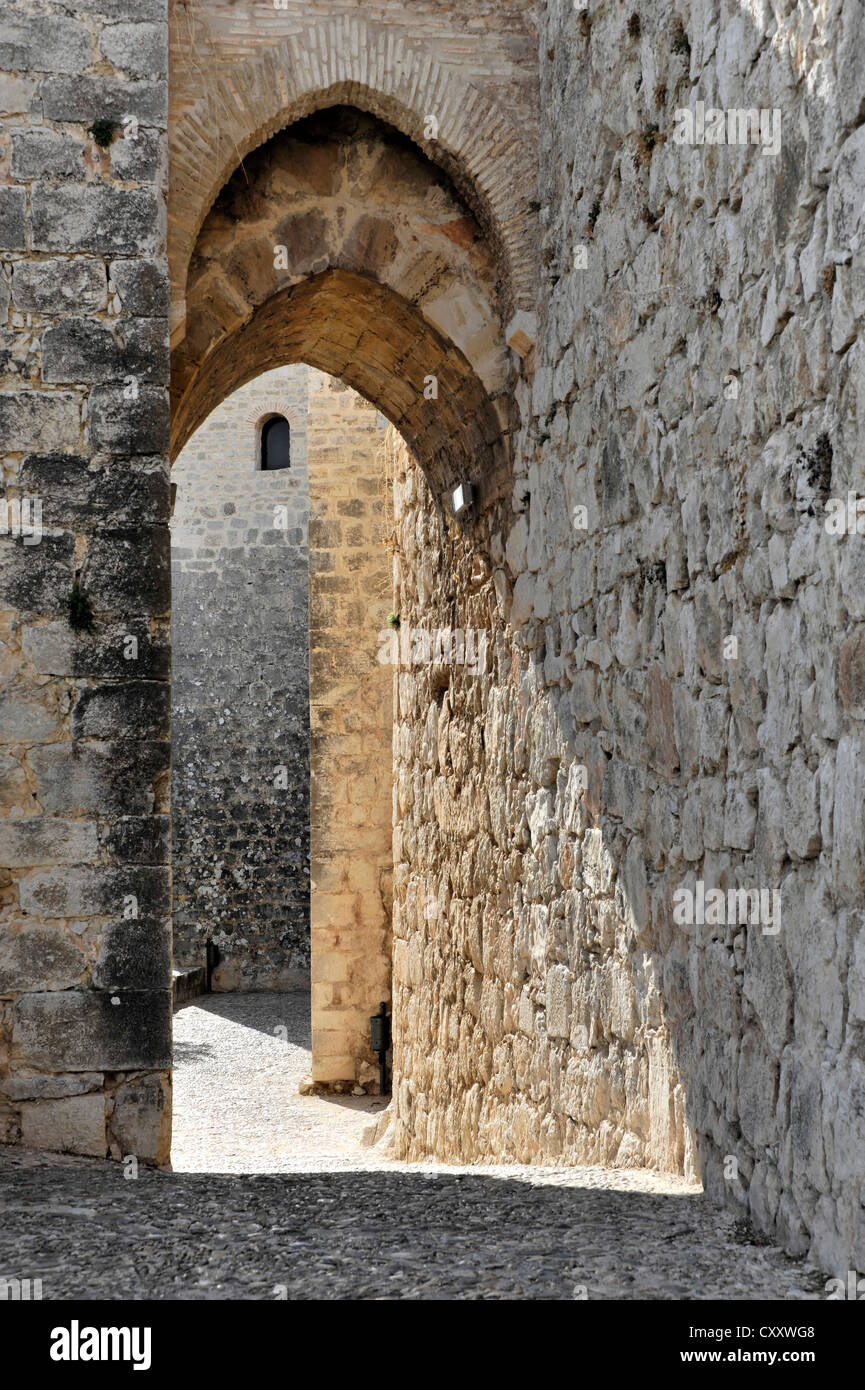 Passage, Castillo de Santa Catalina, einer gotischen Burg in Jaén, Provinz Jaén, Andalusien, Spanien, Europa Stockfoto