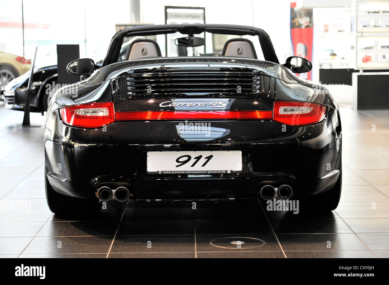 Rückseite des neuen Porsche Carrera 911 GTS Cabrio, neue Präsentation 2012 Porsche Zentrum Schwäbisch Gmünd Stockfoto