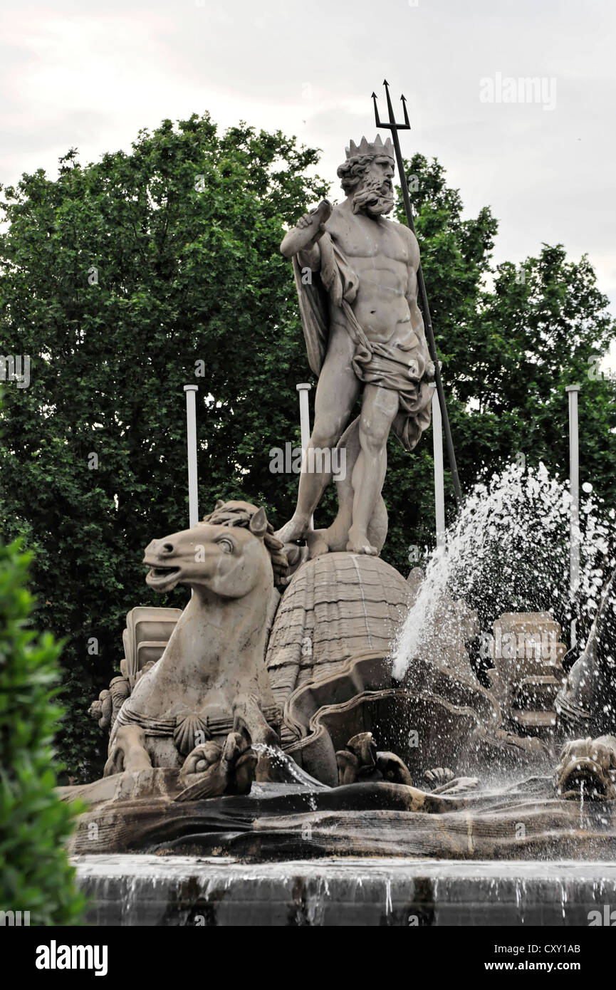 Fuente de Neptuno, Fountain, Pasea del Prado, Madrid, Spanien, Europa Stockfoto
