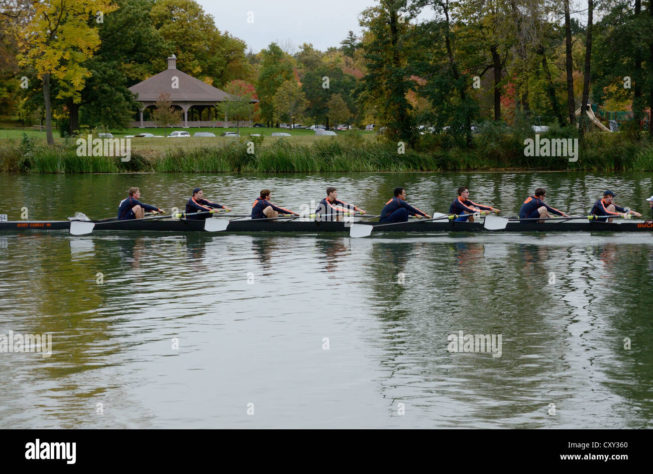 College-Studenten antreten in Regatta. Stockfoto