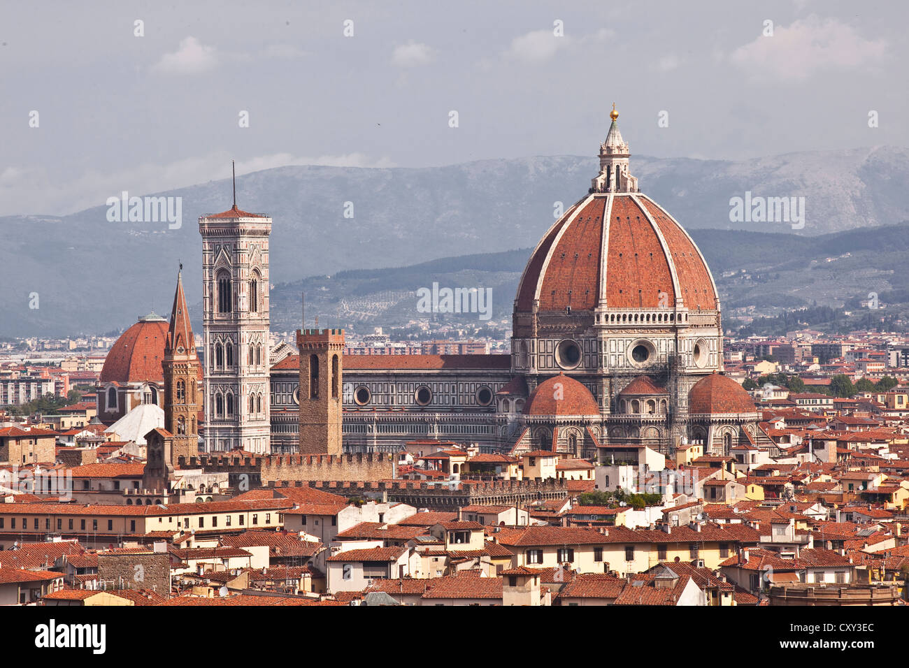 Blick über die Dächer von Florenz Kathedrale Santa Maria del Fiore. Stockfoto
