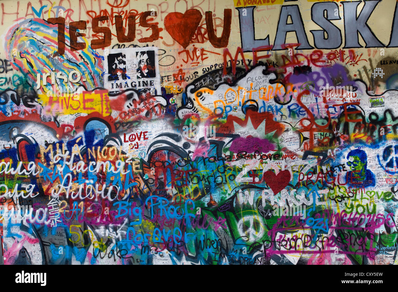 John-Lennon-Mauer in Prag Tschechische Republik Stockfoto