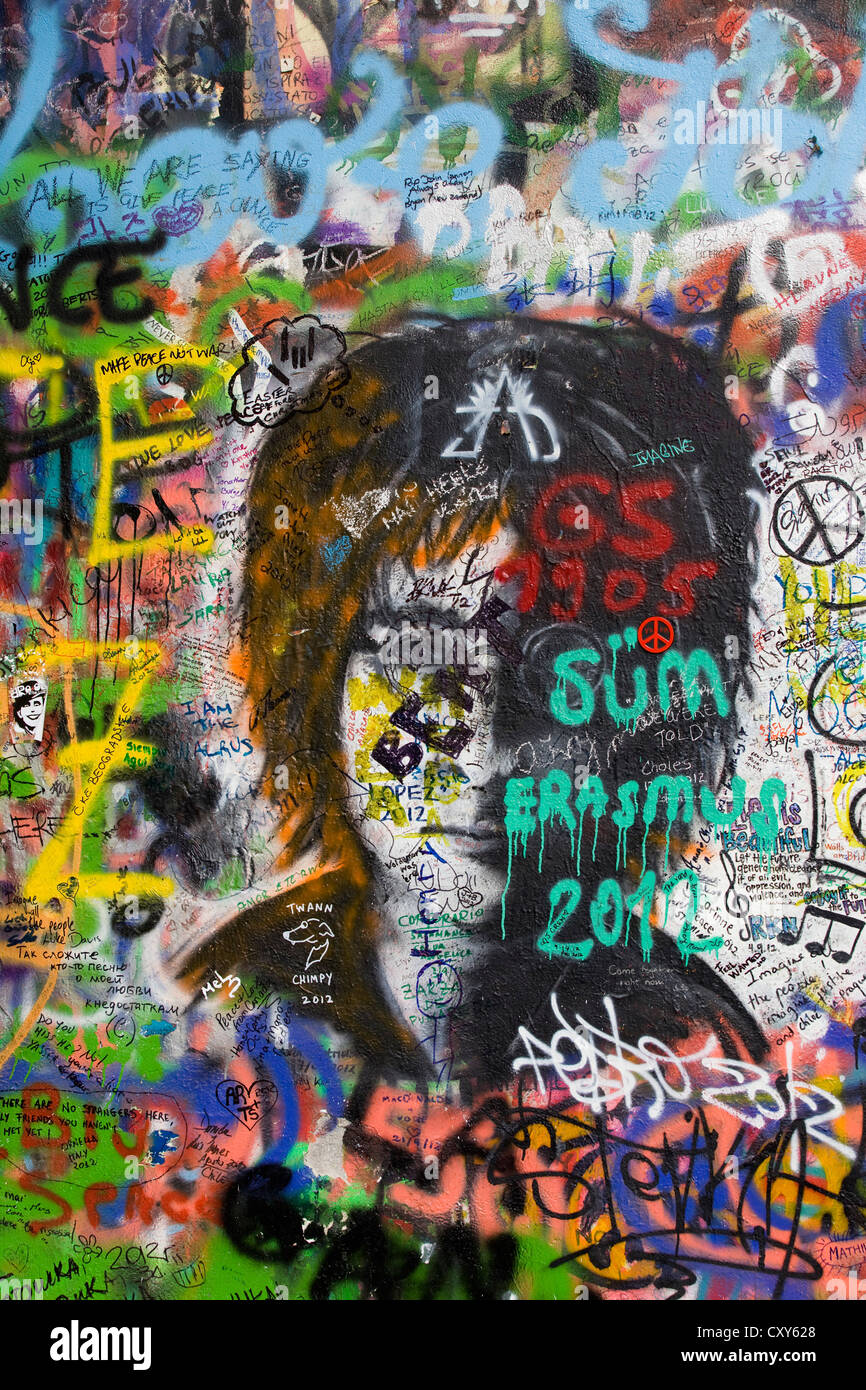 John-Lennon-Mauer in Prag Tschechische Republik Stockfoto
