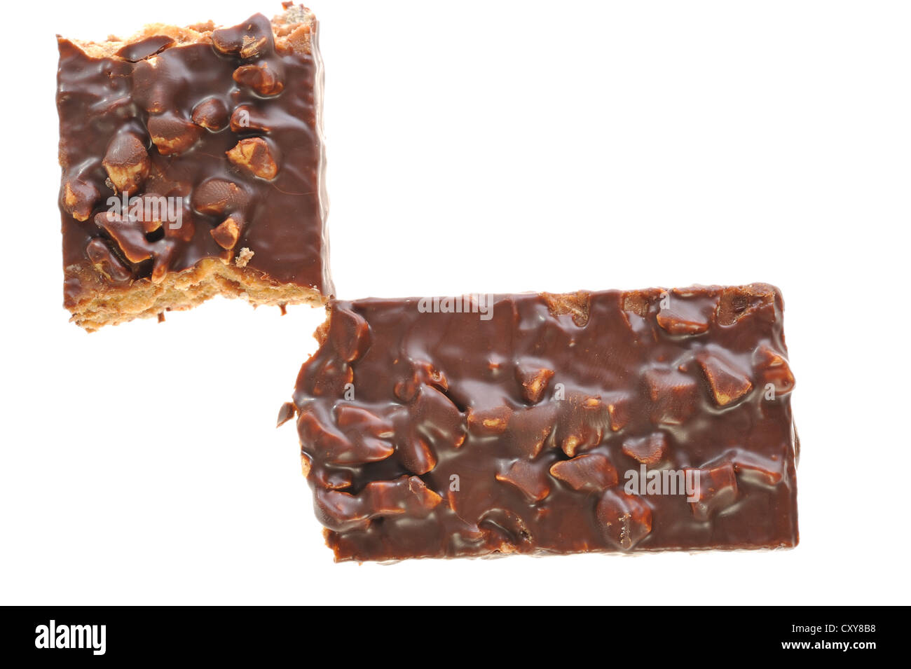 Schokolade-Wafern auf weißem Hintergrund Stockfoto