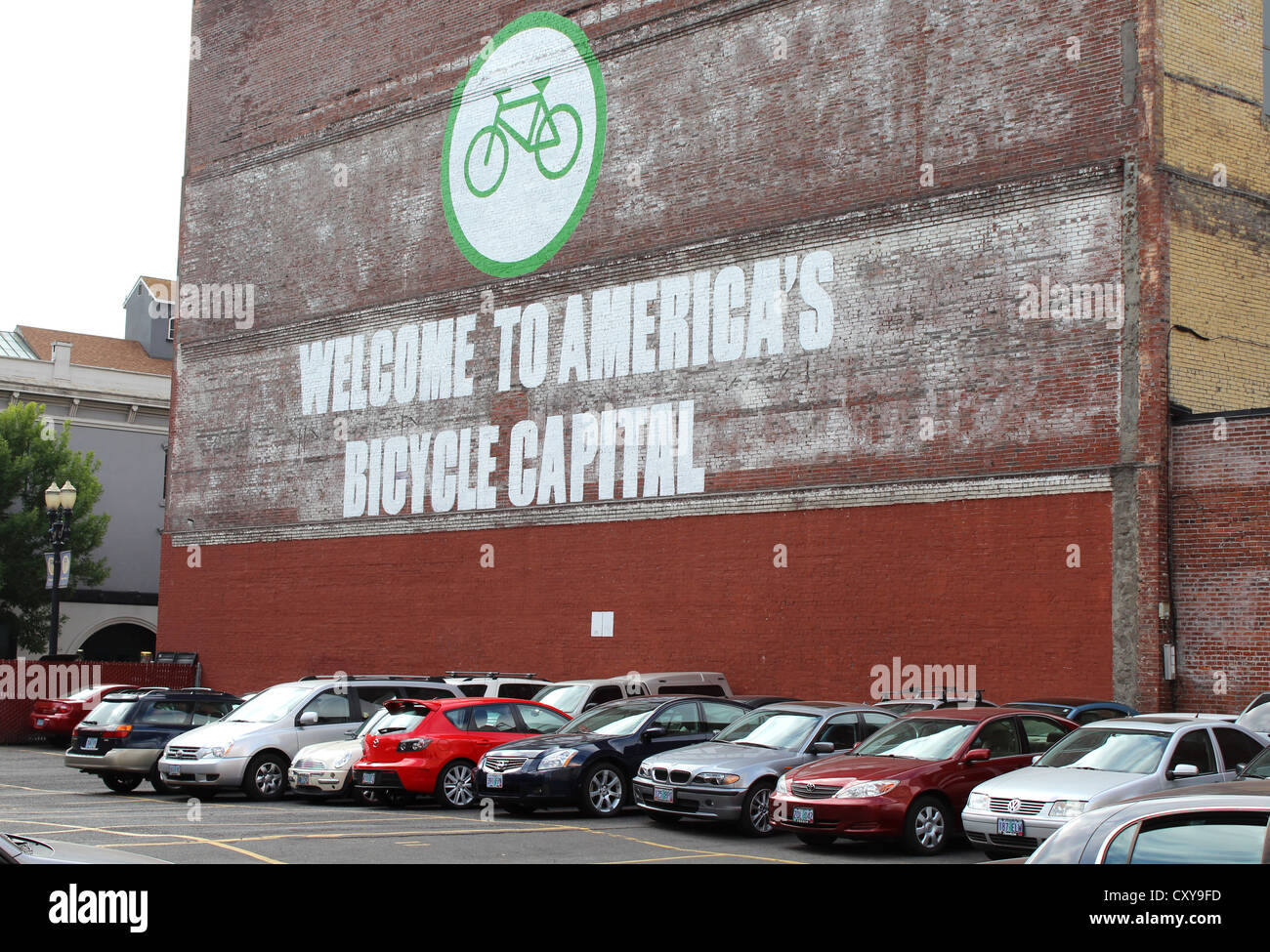 Fahrrad-Hauptstadt anmelden volle Parkplatz, Portland, Oregon, USA Stockfoto