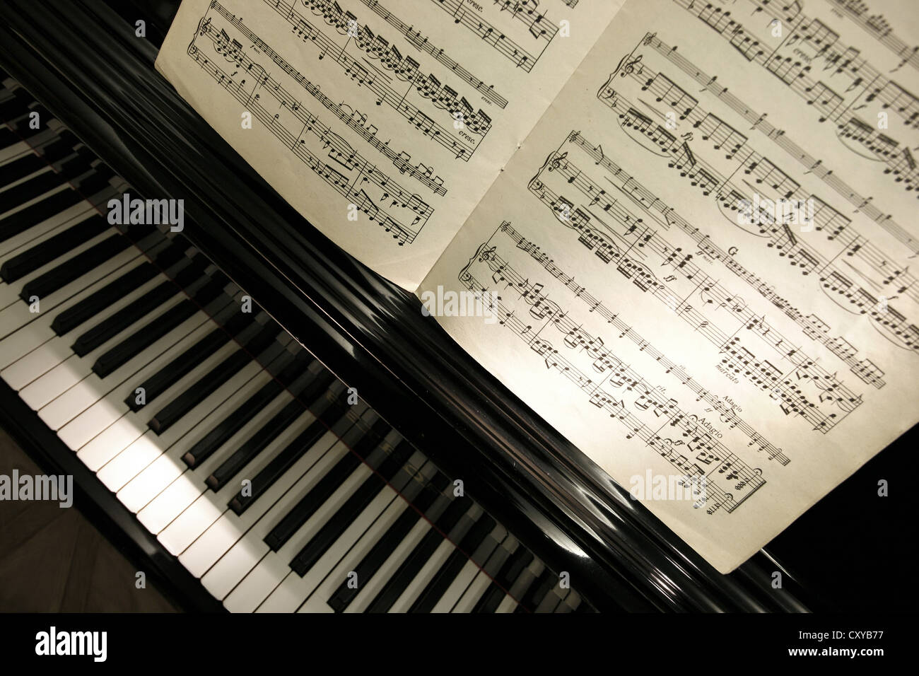 Piano, Klavier Tastatur, Notizen Stockfoto