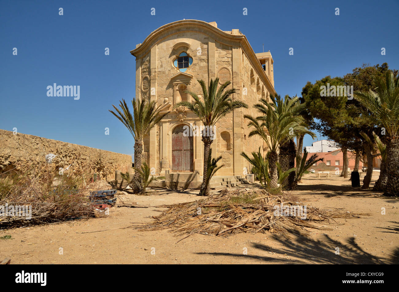 Kirche Iglesia de San Pedro, Insel Tabarca, Isla de Tabarca, Provinz Alicante, Costa Blanca, Spanien, Europa Stockfoto