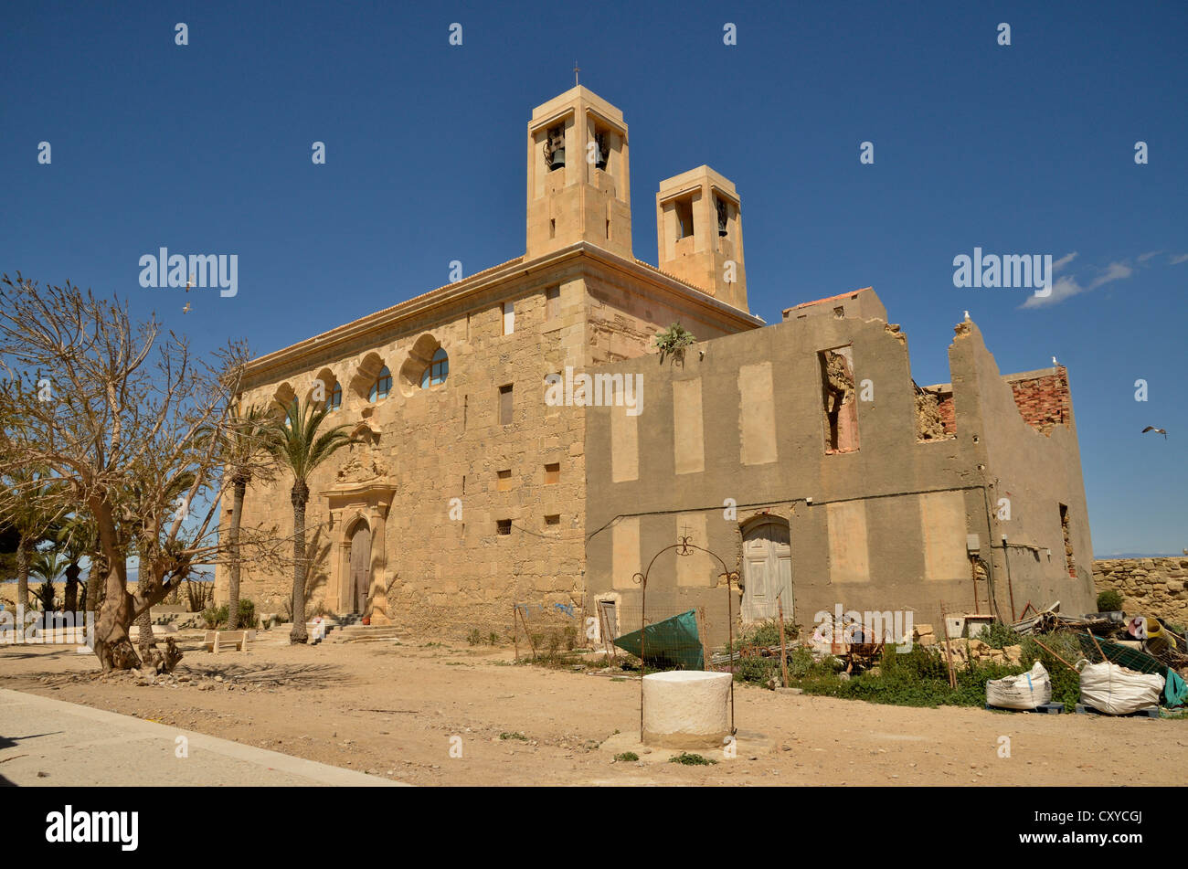 Kirche Iglesia de San Pedro, Insel Tabarca, Isla de Tabarca, Provinz Alicante, Costa Blanca, Spanien, Europa Stockfoto