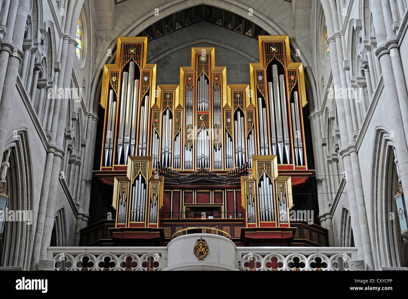 Innenansicht, Orgel, Catedral de Nuestra Señora De La Almudena, Santa Maria la Real De La Almudena, Almudena Kathedrale, Madrid Stockfoto