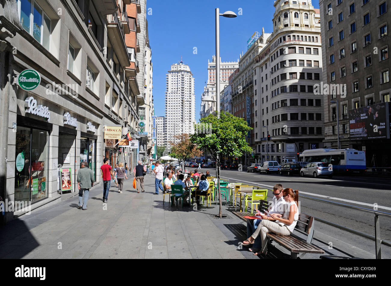 Gran Via, Hauptstraße, Madrid, Spanien, Europa, PublicGround Stockfoto