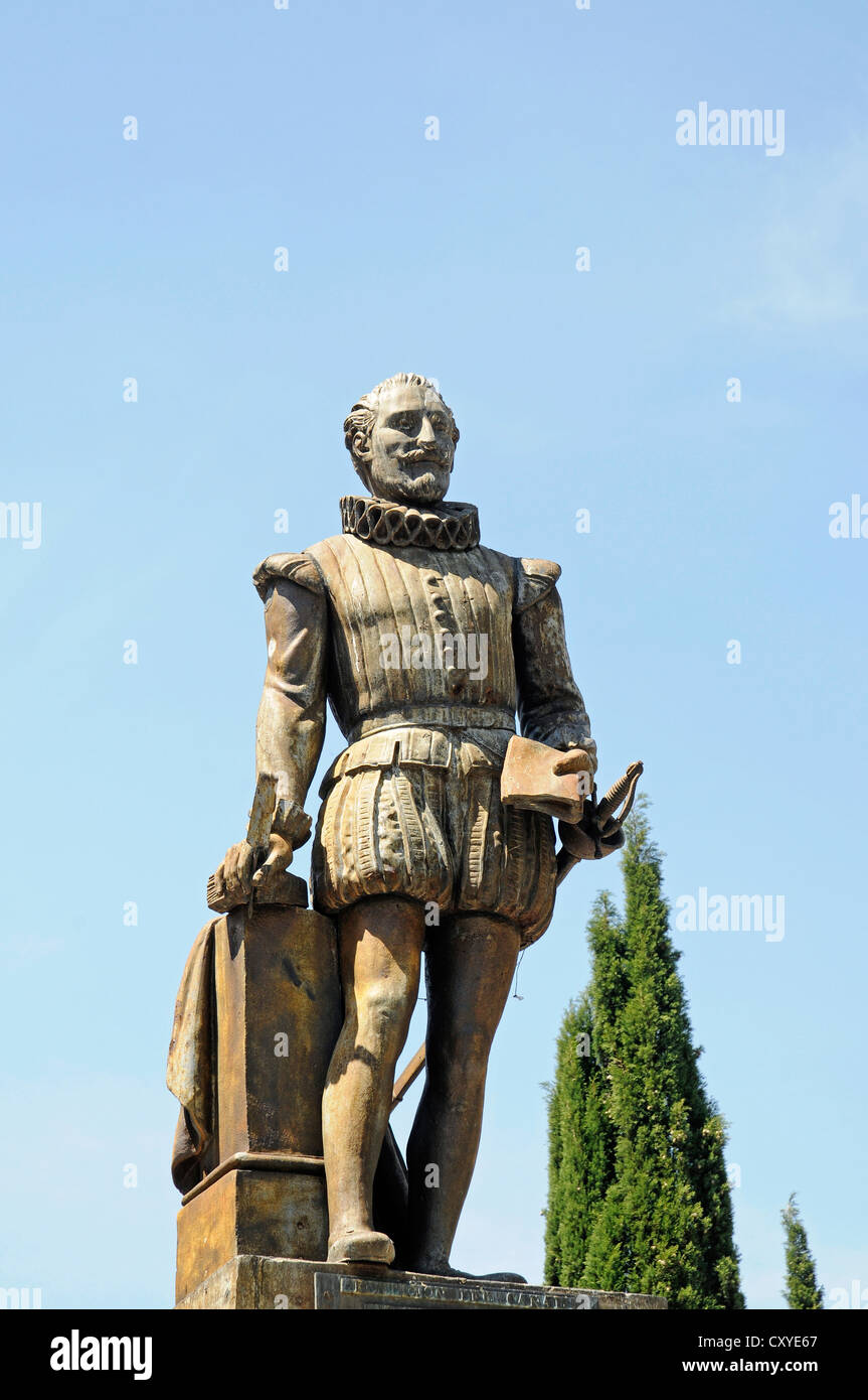 Statue von Miguel de Cervantes, Denkmal, Dichter, Valladolid, Kastilien ...