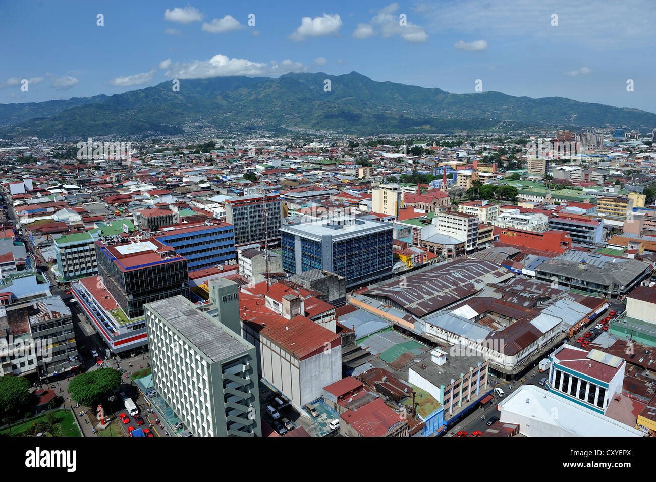 Luftaufnahme, Blick auf das Stadtzentrum von San Jose, Costa Rica, Lateinamerika, Mittelamerika Stockfoto
