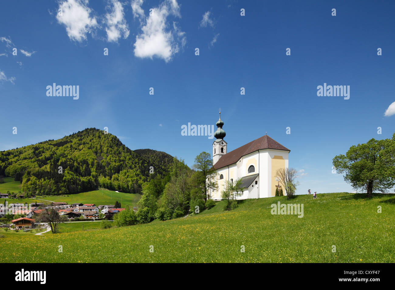 Pfarrei St. Georg Kirche, Ruhpolding, Chiemgauer Alpen, Chiemgau Region Bayern, Oberbayern Stockfoto