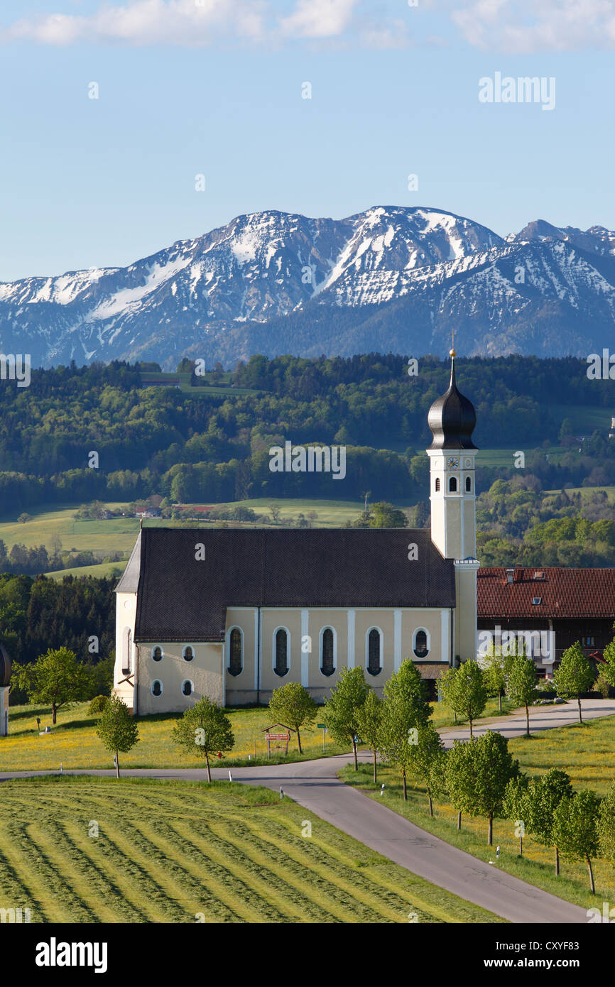 Wallfahrt Kirche des St. Marinus und Anian in Wilparting, Gemeinde Irschenberg, Mangfall Berge Region Oberland Stockfoto