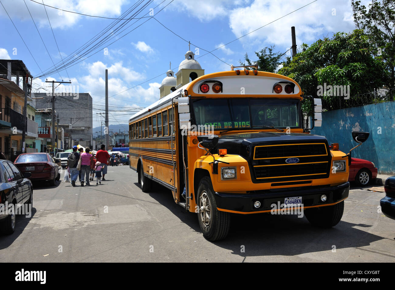 Öffentlicher Bus, El Mesquital Slum, Guatemala City, Guatemala, Mittelamerika Stockfoto Öffentlicher Bus, El Mesquital Slum, Guatemala City, Guatemala, Mittelamerika Stockfoto