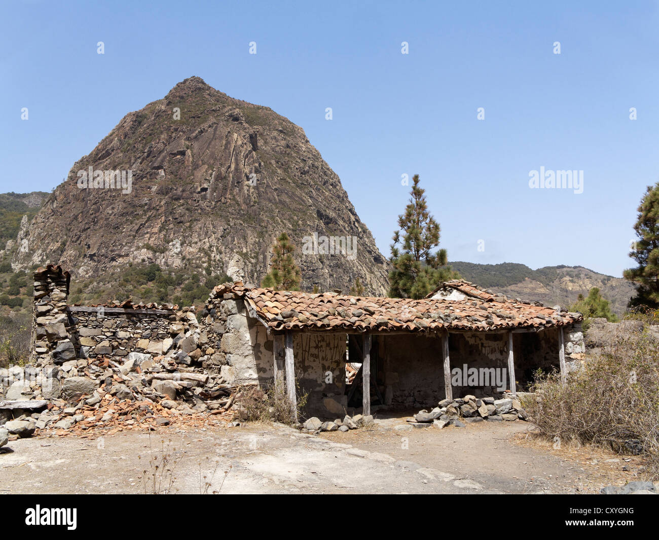 Degollada del Tanque, Roque de Ojila, Nationalpark Garajonay, La Gomera, Kanarische Inseln, Spanien, Europa Stockfoto