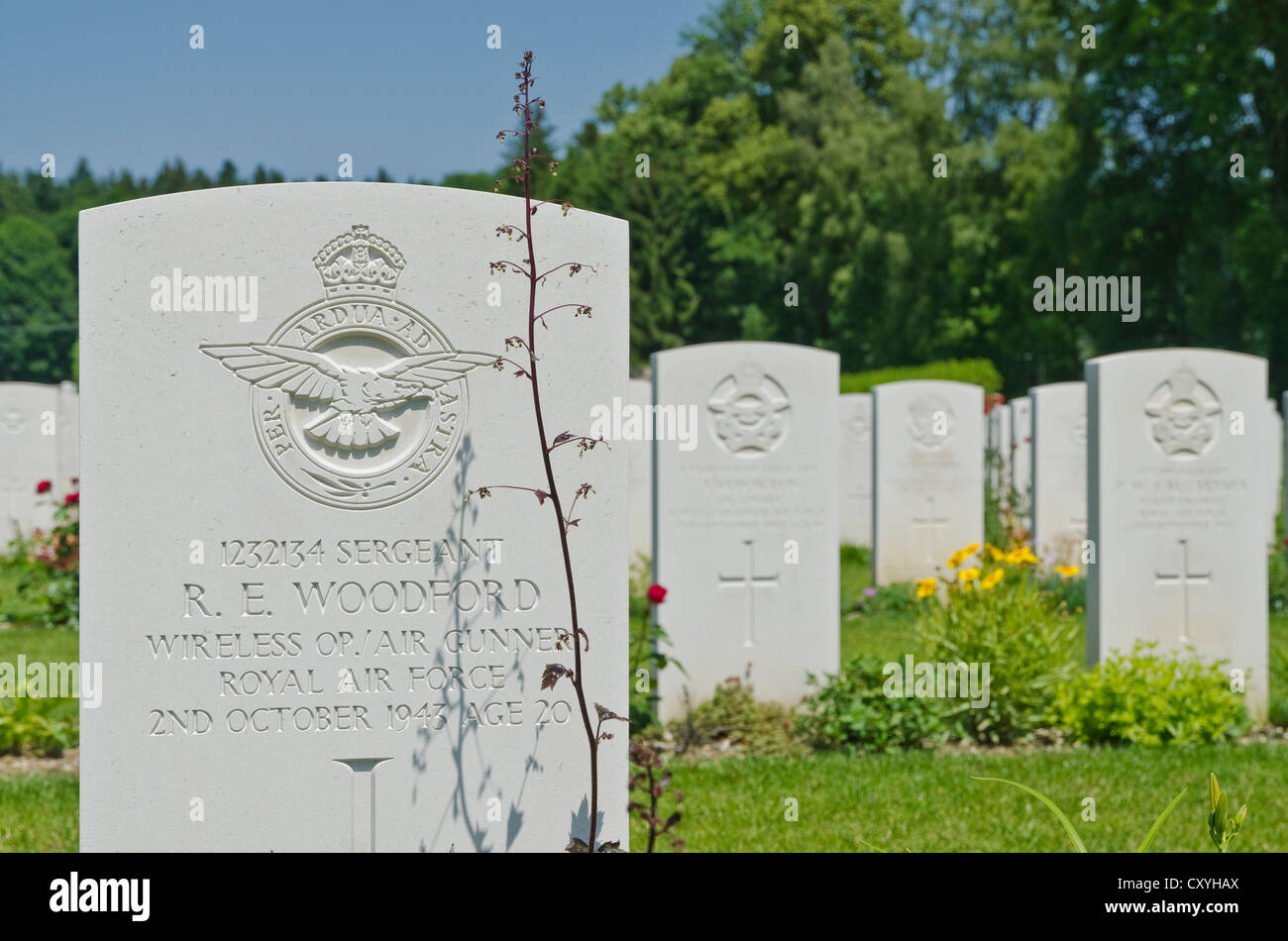 Durnbach War Cemetery, die letzte Ruhestätte für 2960 Soldaten, die in WW2, Duernbach, Gmund gestorben bin Tegernsee, Bayern Stockfoto