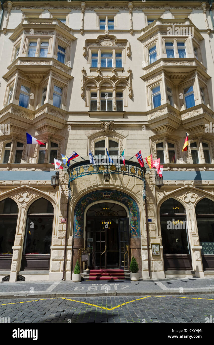 Hotel Paris, berühmte alte Hotel in Prag, Tschechische Republik, Europa Stockfoto