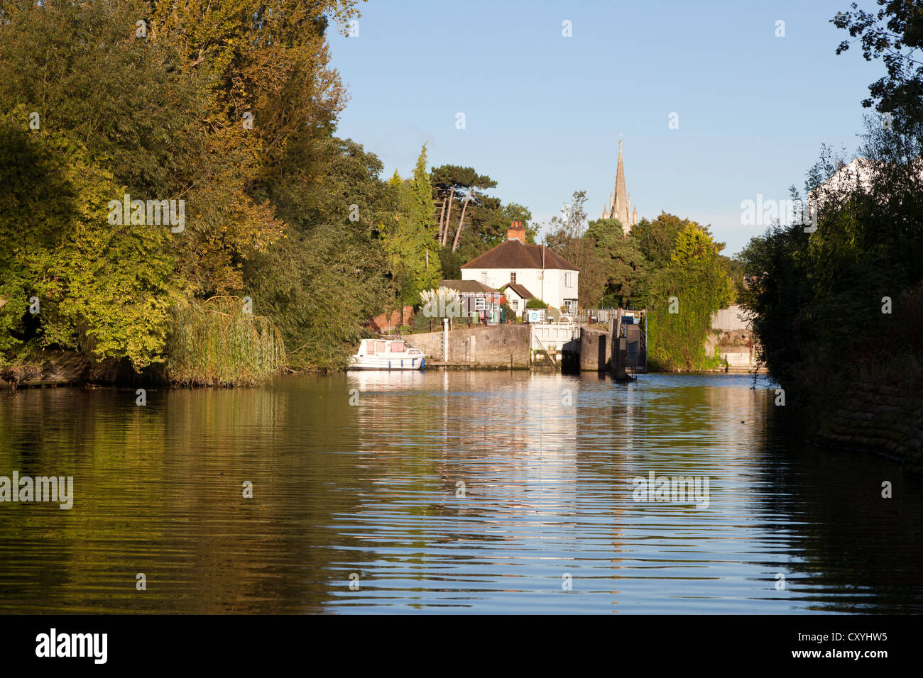 Morgenlicht auf der Themse bei Marlow, Buckinghamshire, Großbritannien Stockfoto