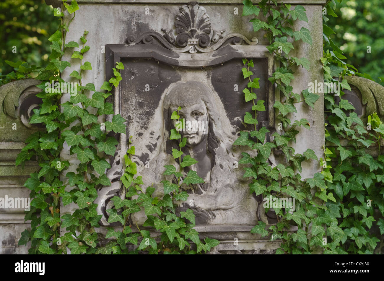 Grabstein, neuen jüdischen Friedhof in Prag, Tschechische Republik, Europa Stockfoto
