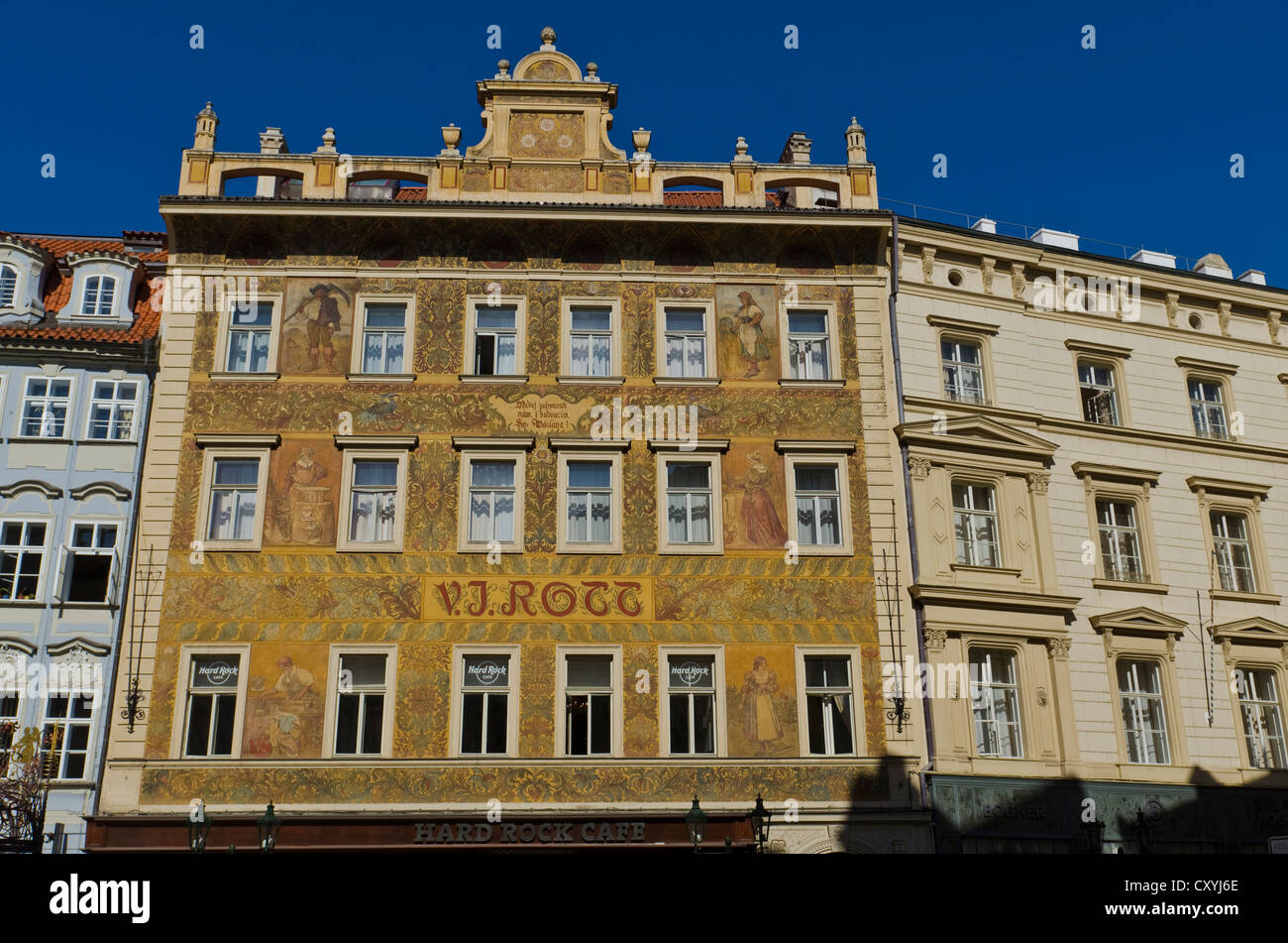 Wunderschön restaurierte Fassaden, Prag, Tschechische Republik, Europa Stockfoto
