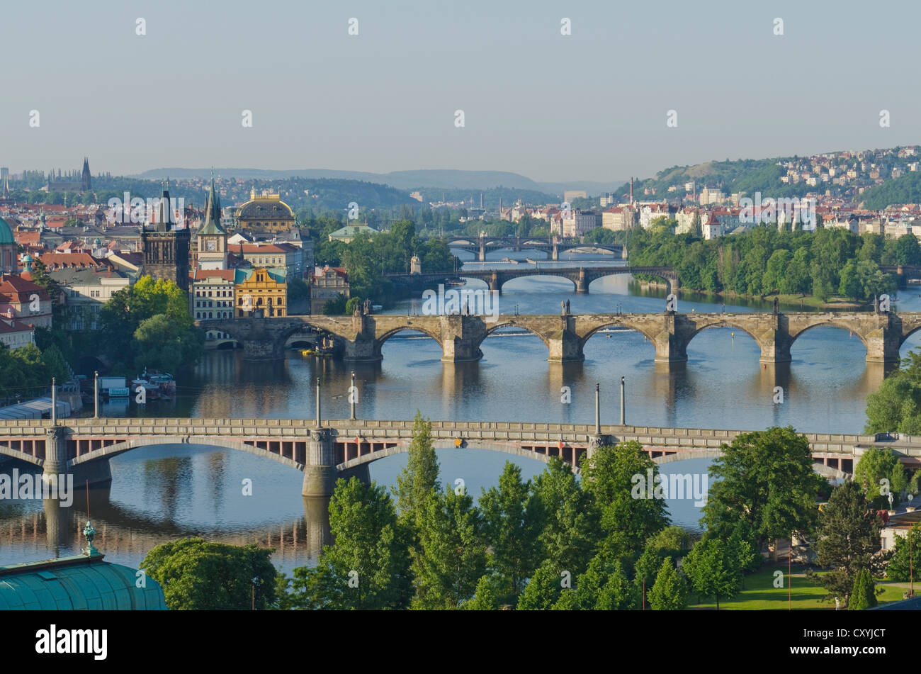 Stadtbild von Prag und seine Brücken, Tschechische Republik, Europa Stockfoto