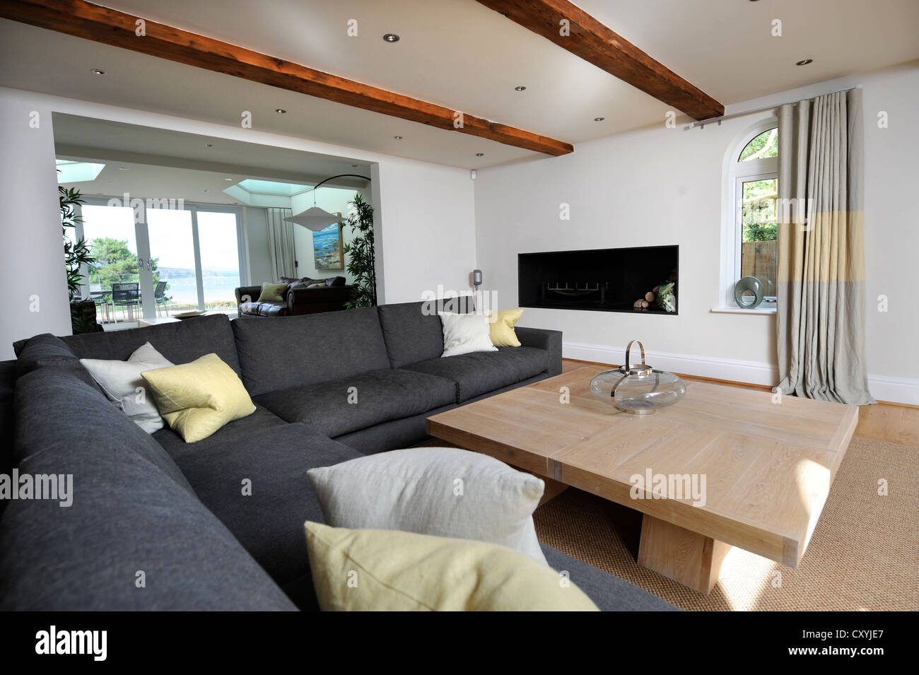 Die Lounge des Luxus-Ferienhaus in der Nähe von Abersoch auf der Lleyn-Halbinsel in North Wales UK Stockfoto