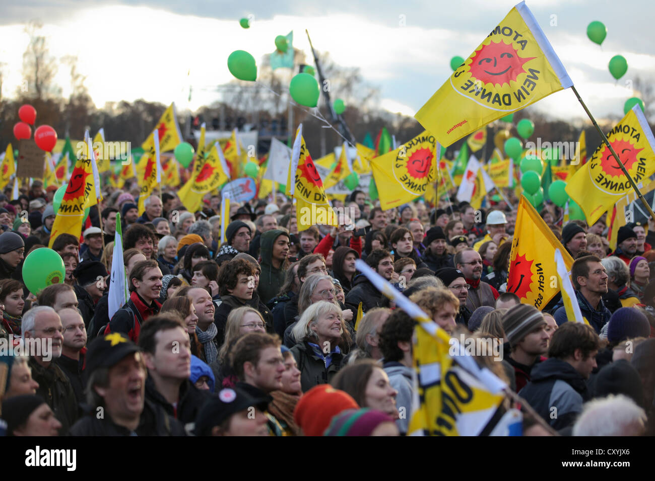 Castor-Transport nach Gorleben, Massenkundgebung gegen Atomkraft, Dannenberg (Elbe), Niedersachsen Stockfoto