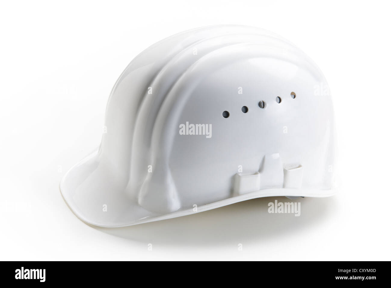 Baumeister weißer Hut isoliert auf weißem Hintergrund Stockfoto