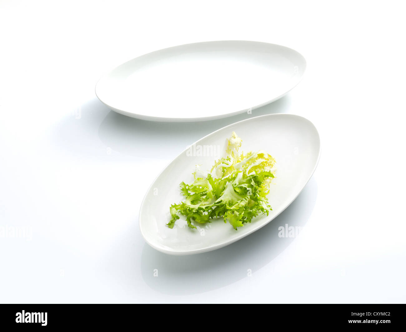 Salatblatt auf einem Teller Stockfoto