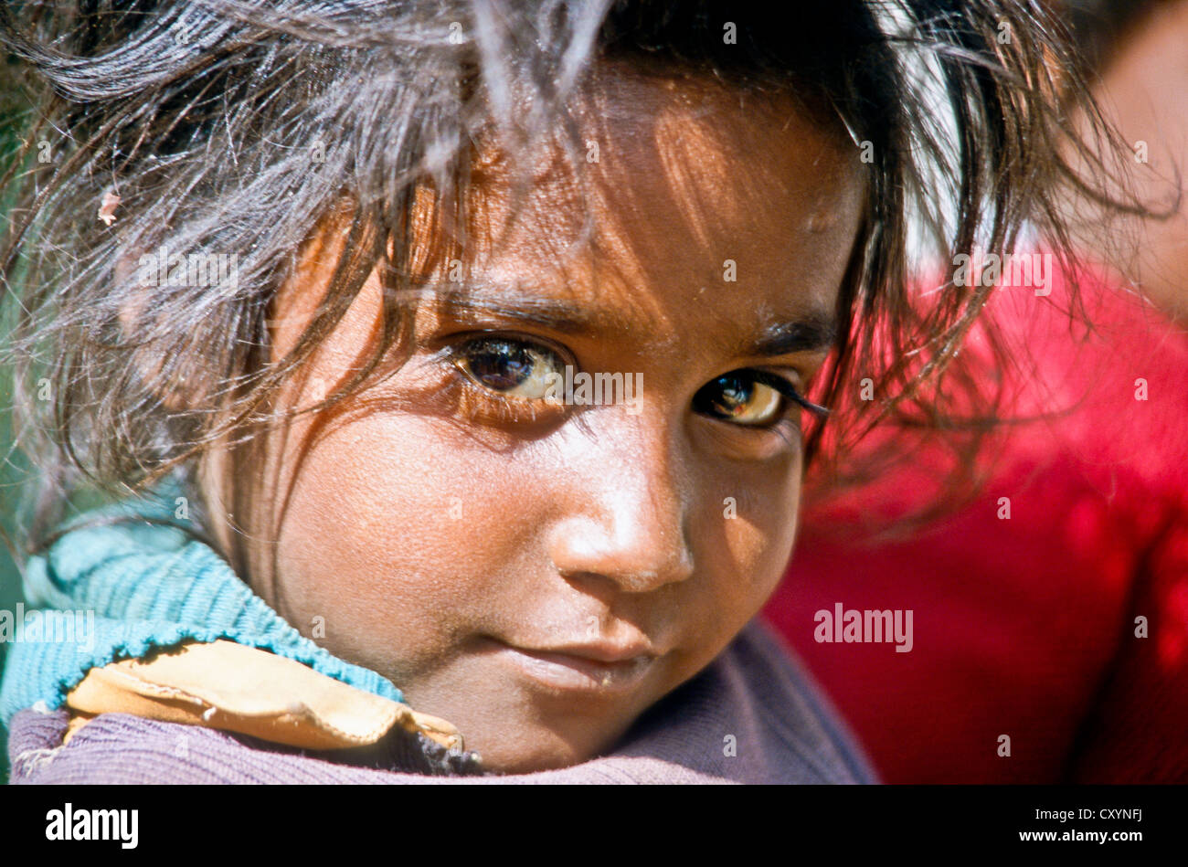 Kleines Kind einer Familie Pilger, Porträt, Mt. Abu, Indien, Asien Stockfoto