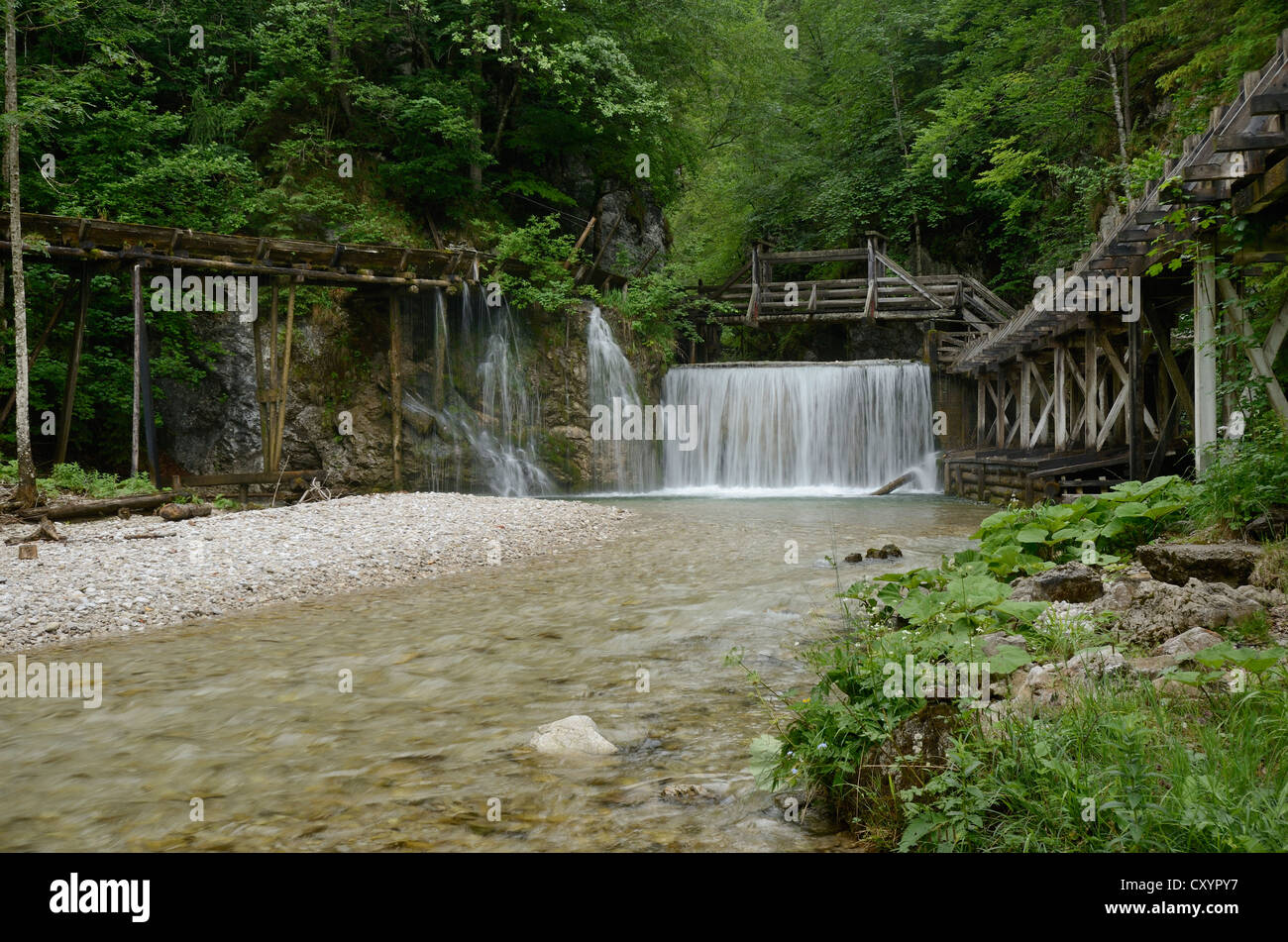 Traditionelle Holz floating Line in der mendling Tal, Lower Austria, Austria, Europa Stockfoto