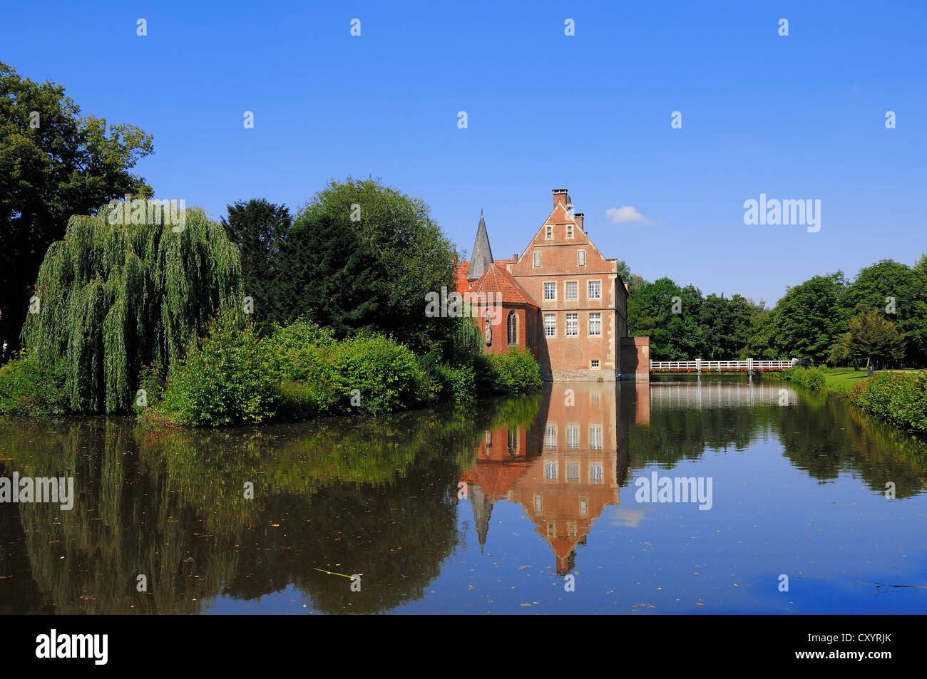 Huelshoff Schloss, ein Wasserschloss, Geburtsort der Dichterin Annette von Droste-Huelshoff, Havixbeck, Region Münsterland Stockfoto