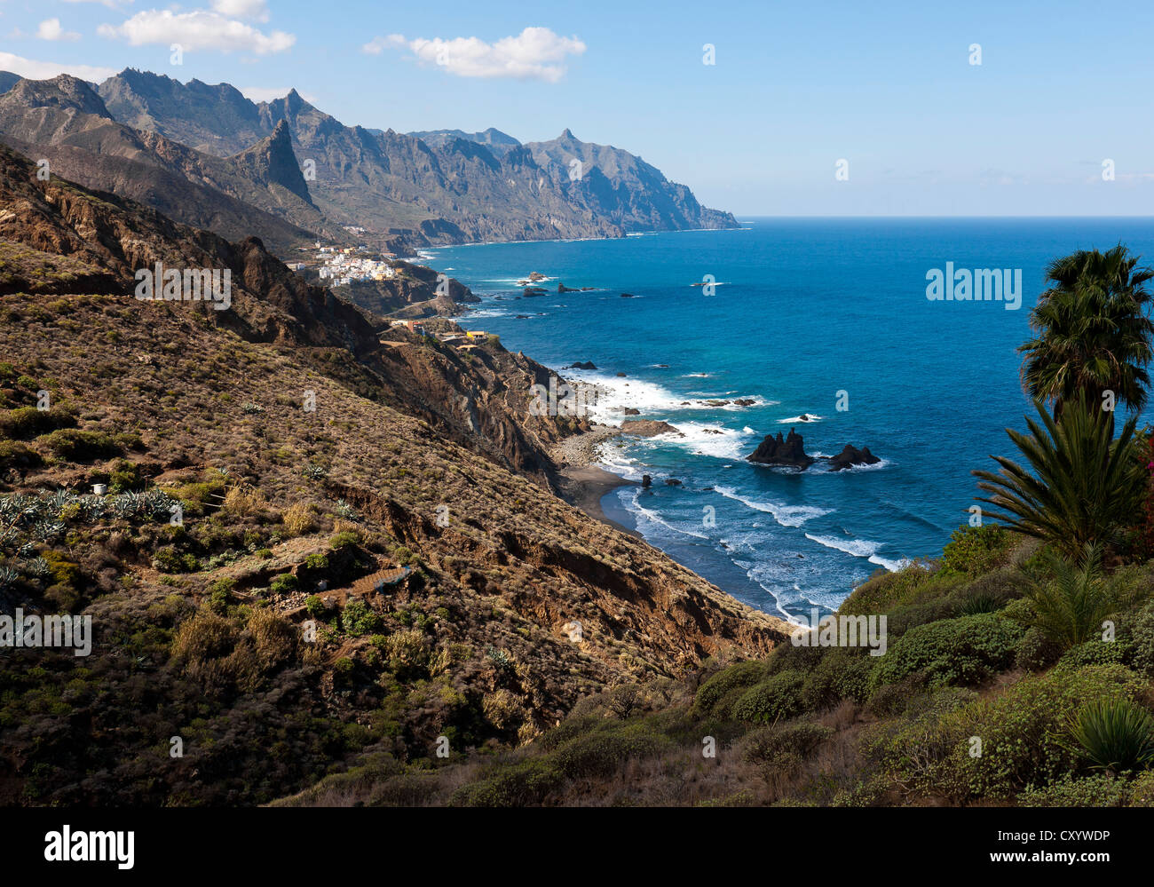 Küste in der Nähe von Taganana und Benijo, Anaga-Gebirge, Anaga, Teneriffa, Nordostküste, Kanarische Inseln, Spanien, Europa Stockfoto