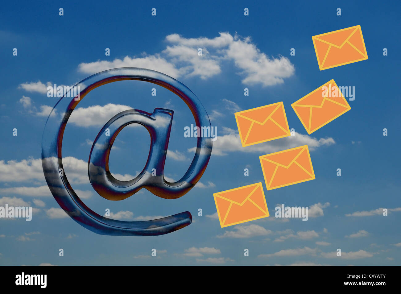'At' Symbol, Symbol "Mail", symbolisches Bild für Cloud Computing, Abbildung Stockfoto