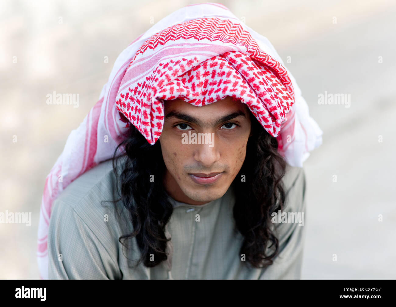 Porträt von Beduinen Mann aus Jebel, Salalah, Oman Stockfoto