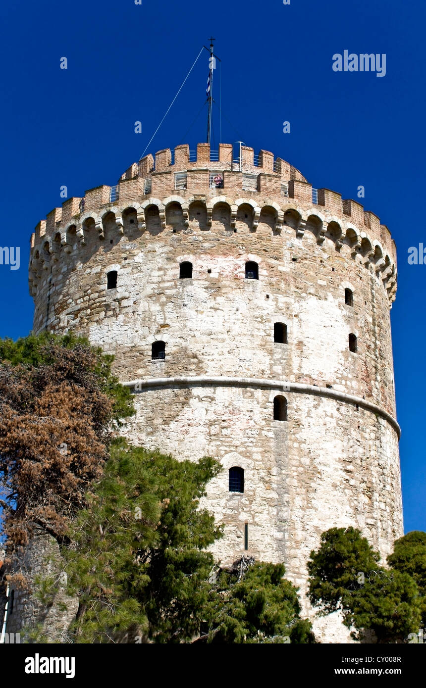 Weißer Turm in Thessaloniki Stadt in Griechenland Stockfoto