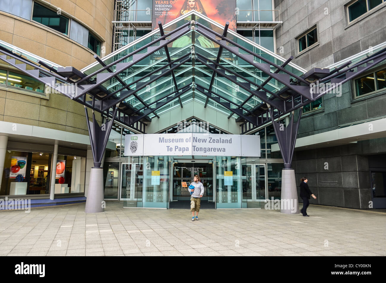 Eingang zu den Te Papa Tongarewa Museum, Wellington, Nordinsel, Neuseeland Stockfoto