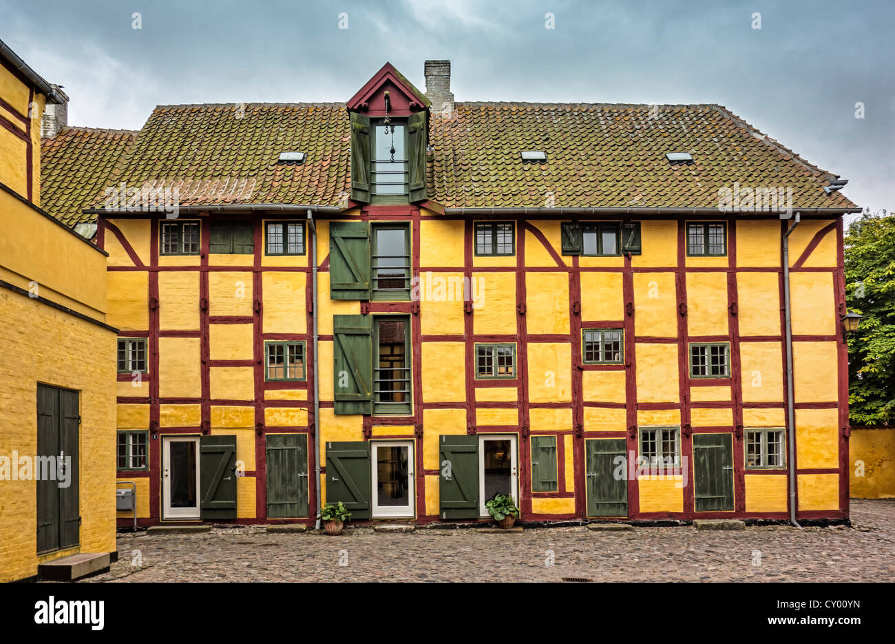 Fachwerkhaus im Dorf von Kerteminde, Dänemark Stockfoto