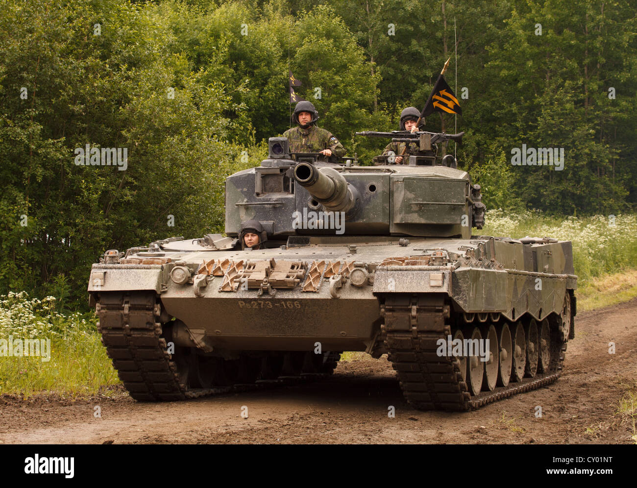 Leopard 2 A4 Kampfpanzer der finnischen Armee. Stockfoto