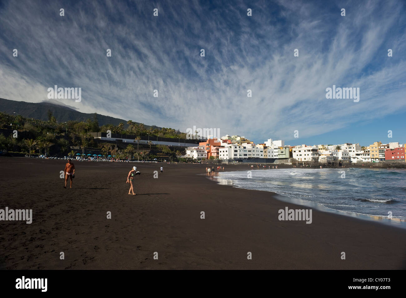 Strand von Playa Jardin, Punta Brava, Puerto De La Cruz, Teneriffa, Kanarische Inseln, Spanien, Europa Stockfoto