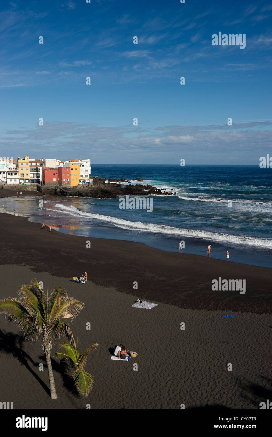 Strand von Playa Jardin, Punta Brava, Puerto De La Cruz, Teneriffa, Kanarische Inseln, Spanien, Europa Stockfoto