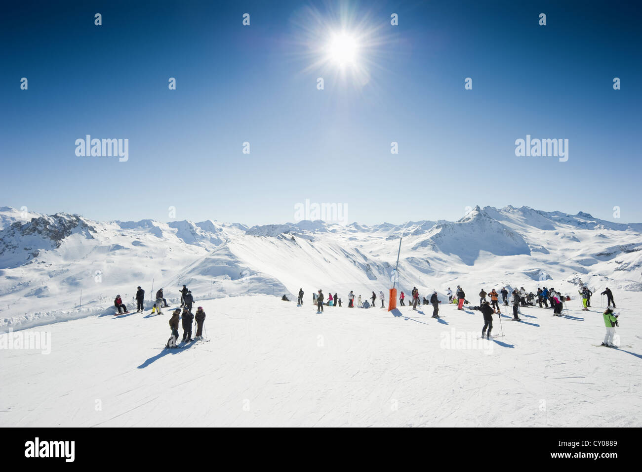 Skigebiet, Toviere, Tignes, Val d ' Isère, Savoie, Alpen, Frankreich Stockfoto