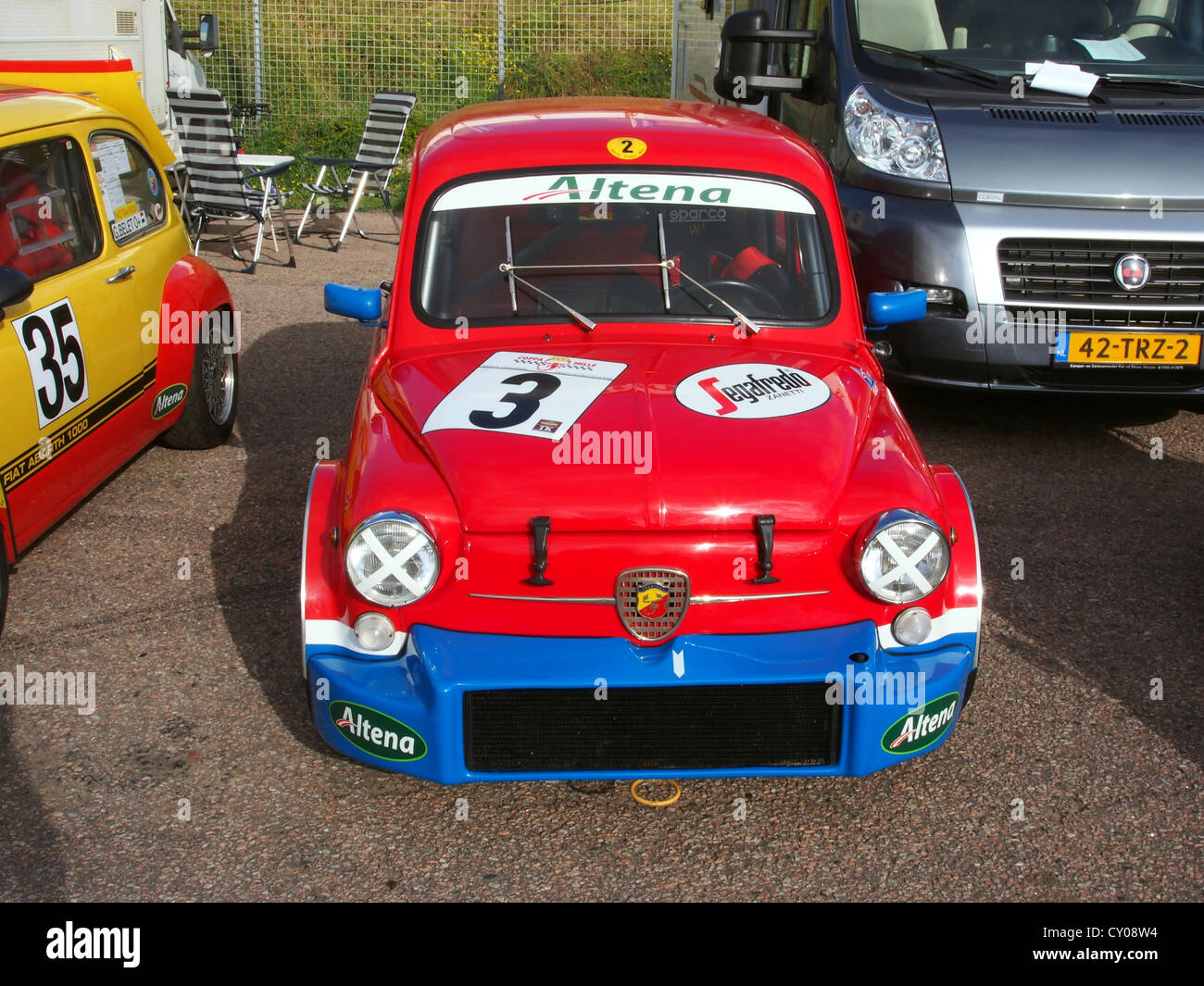 Fiat Abarth rot gefärbt Stockfoto