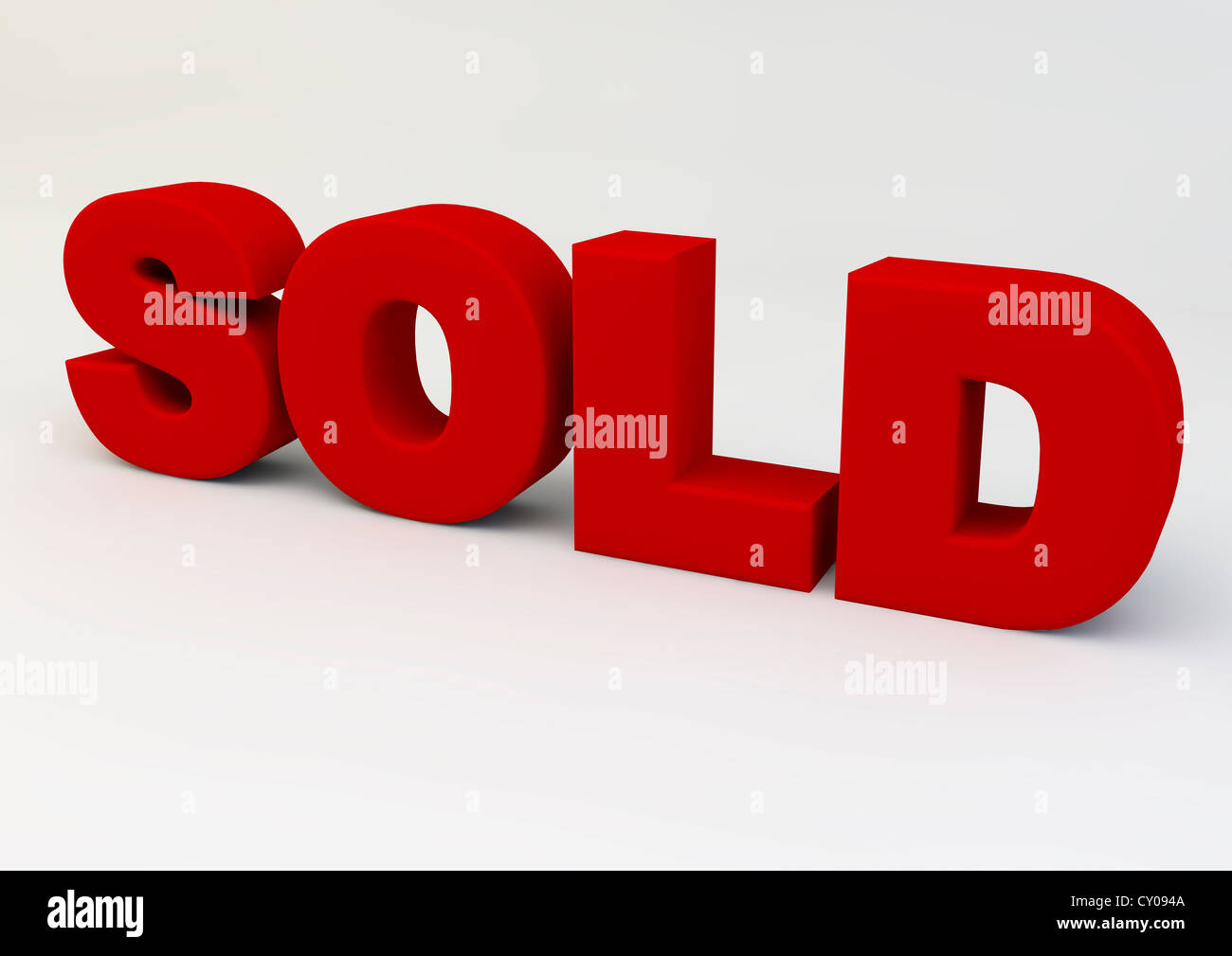 Verkauft Zeichen in Rot auf weißem Hintergrund. Stockfoto