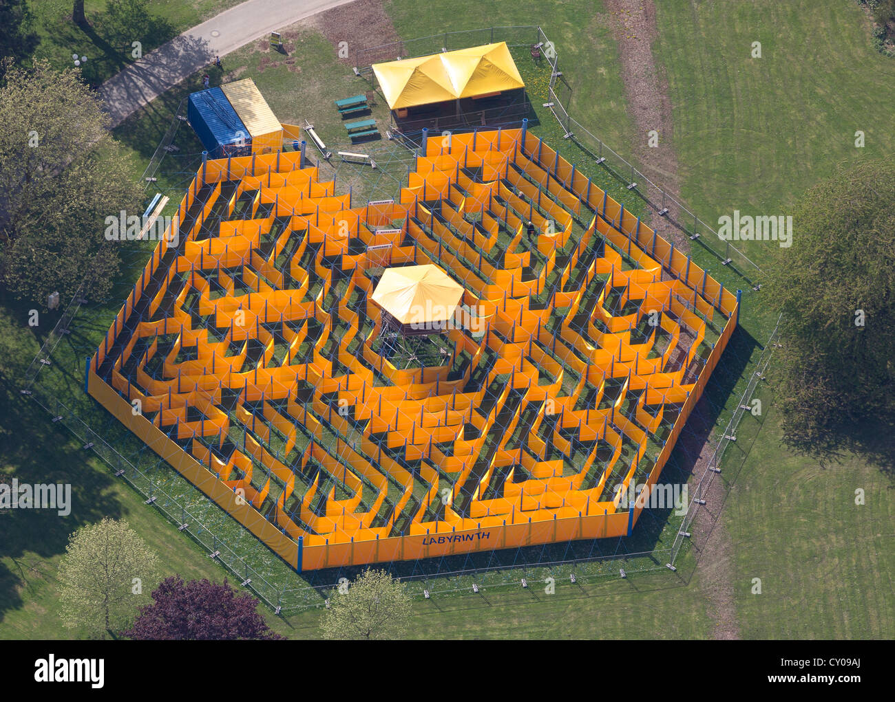 Luftaufnahme, Westfalenpark, Labyrinth, Dortmund, Ruhrgebiet, Nordrhein-Westfalen Stockfoto